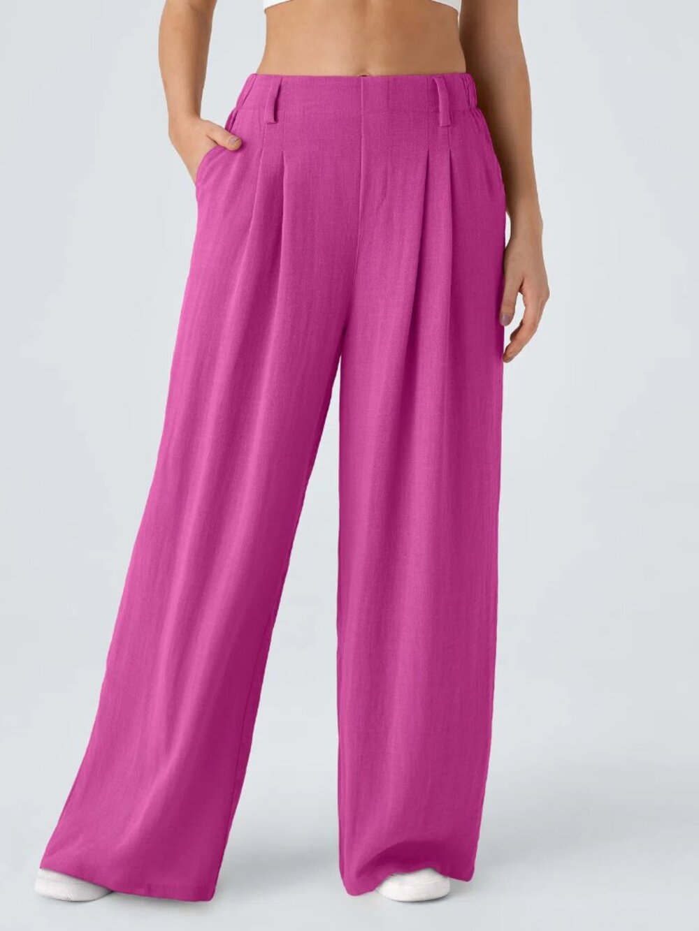 Halara XL High Waisted Wide Leg Flowy Solid Palazzo Casual Linen-Feel Pants